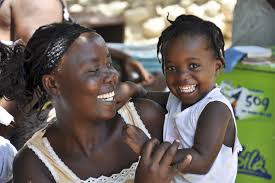 A picture of the woman holding her child
